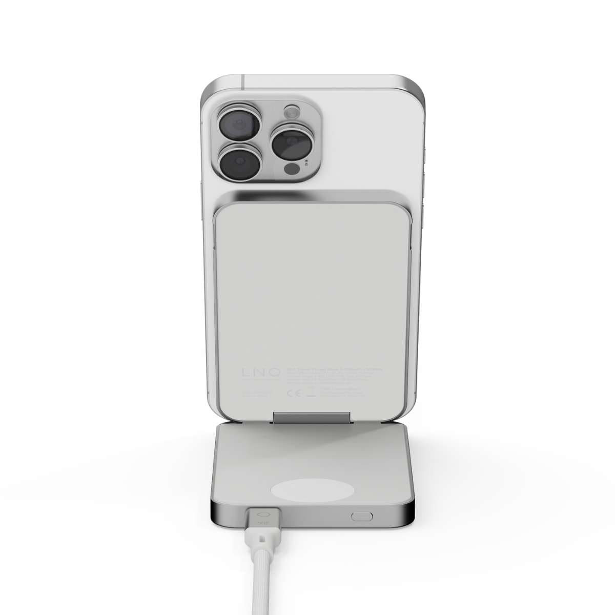 LINQ Powerbank magnetyczny 3in1 do iPhone / AirPods / Apple Watch 8.000 mAh kompatybilny z MagSafe - Srebrny LINQ Powerbank magnetyczny 3in1 do iPhone / AirPods / Apple Watch 8.000 mAh kompatybilny z MagSafe - Srebrny