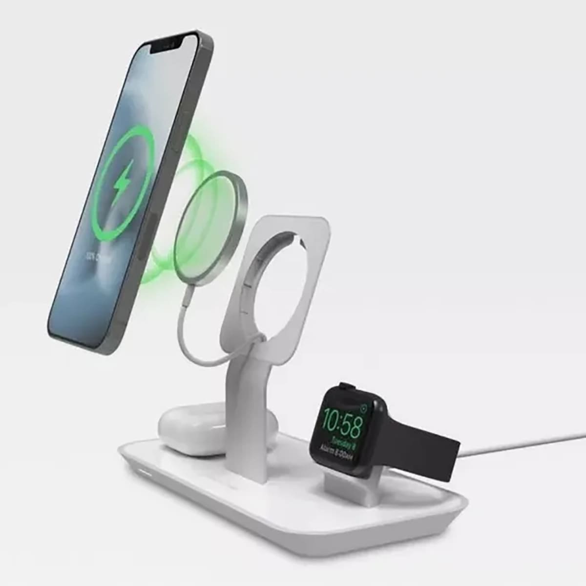 Mophie Snap+ Ładowarka bezprzewodowa 3w1 kompatybilna z MagSafe / 15W - Biała