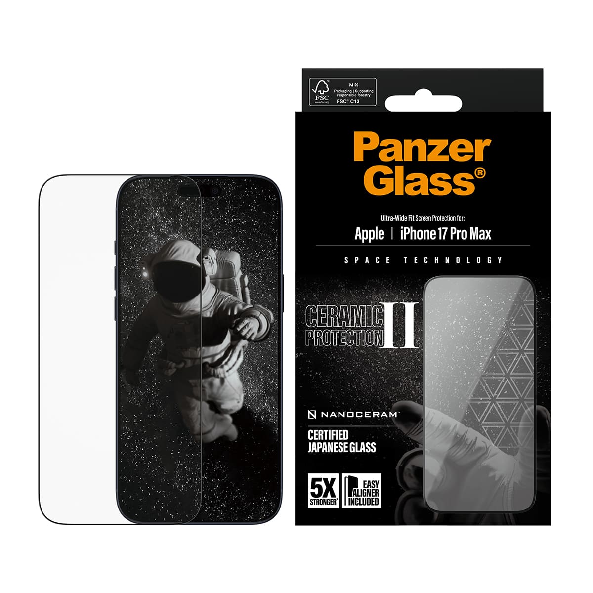 PanzerGlass Ceramic Ultra-Wide Fit EasyAligne Szkło ceramiczne do iPhone 17 Pro Max 
