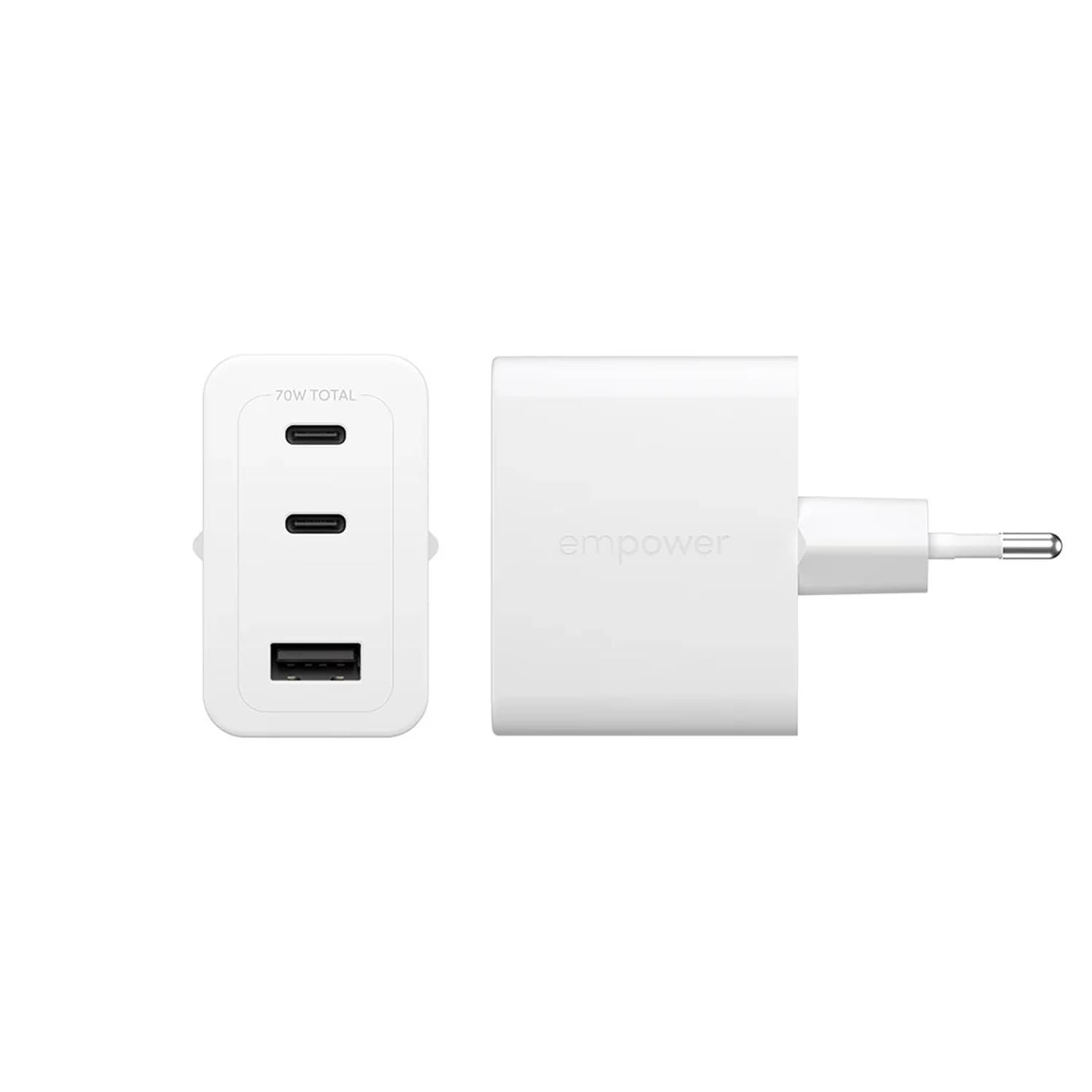 PanzerGlass Empower Turbo Ładowarka sieciowa 70W  2 x USB-C / USB-A - Biała 
