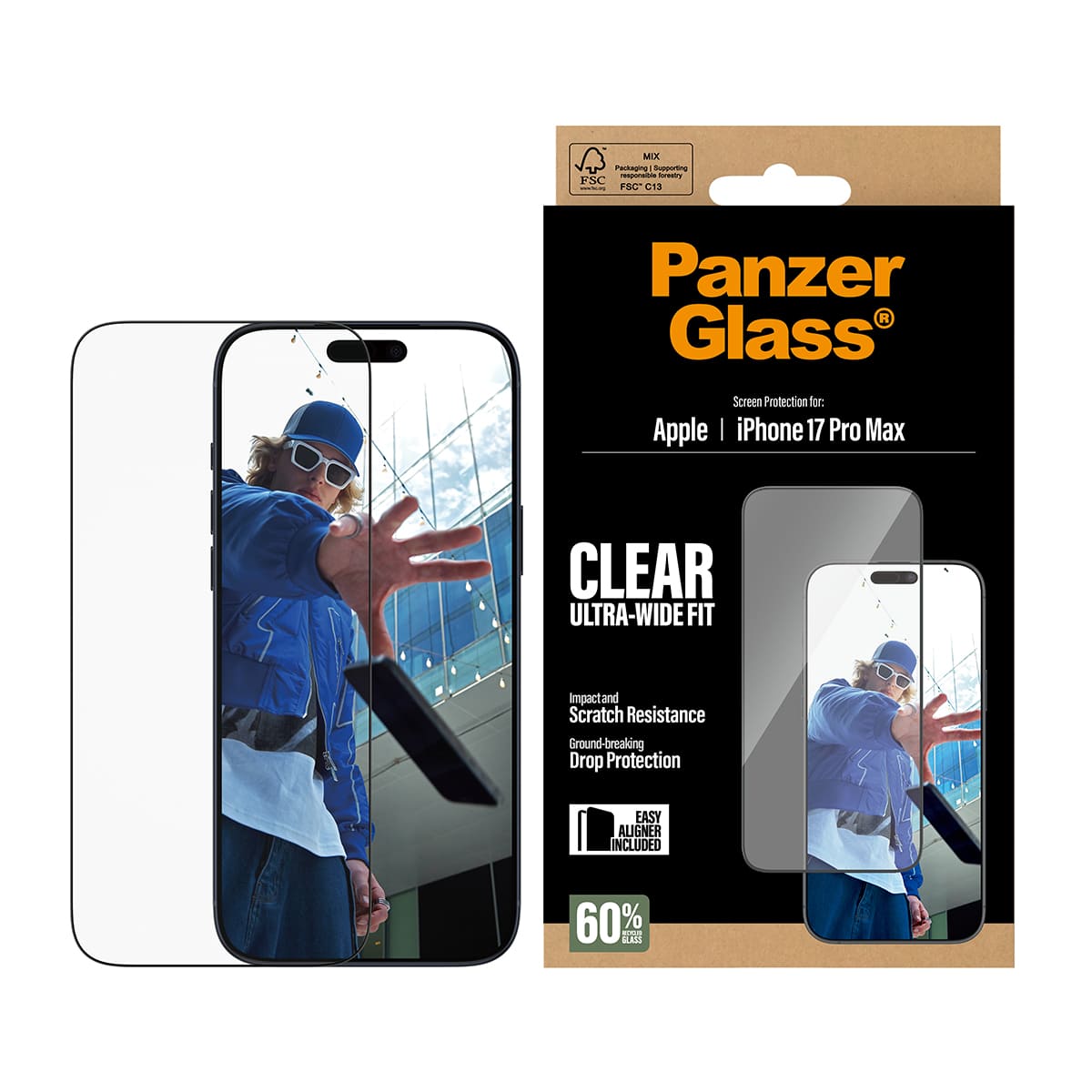 PanzerGlass Ultra-Wide Fit EasyAligner Szkło hartowane do iPhone 17 Pro Max 