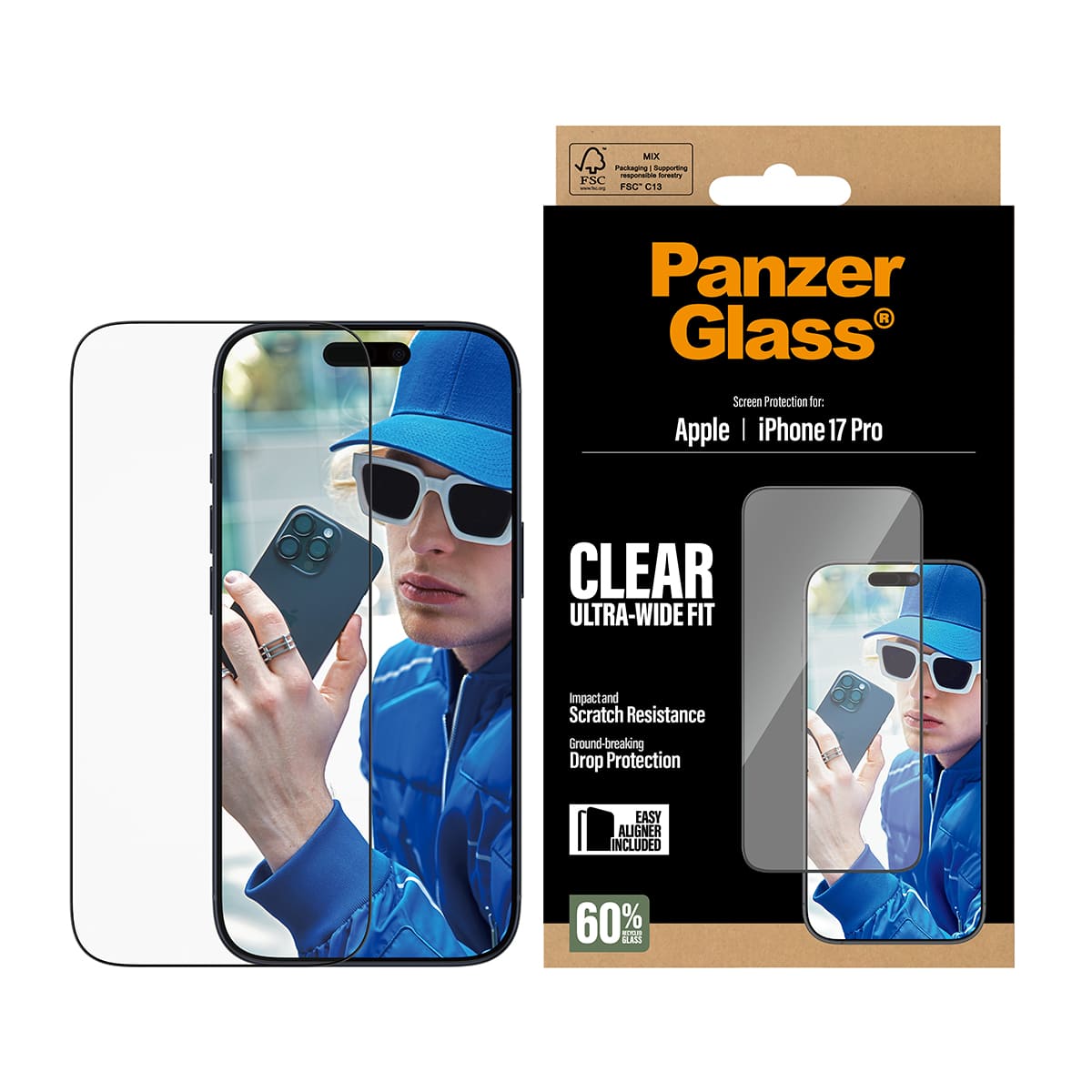 PanzerGlass Ultra-Wide Fit EasyAligner Szkło hartowane do iPhone 17 Pro 