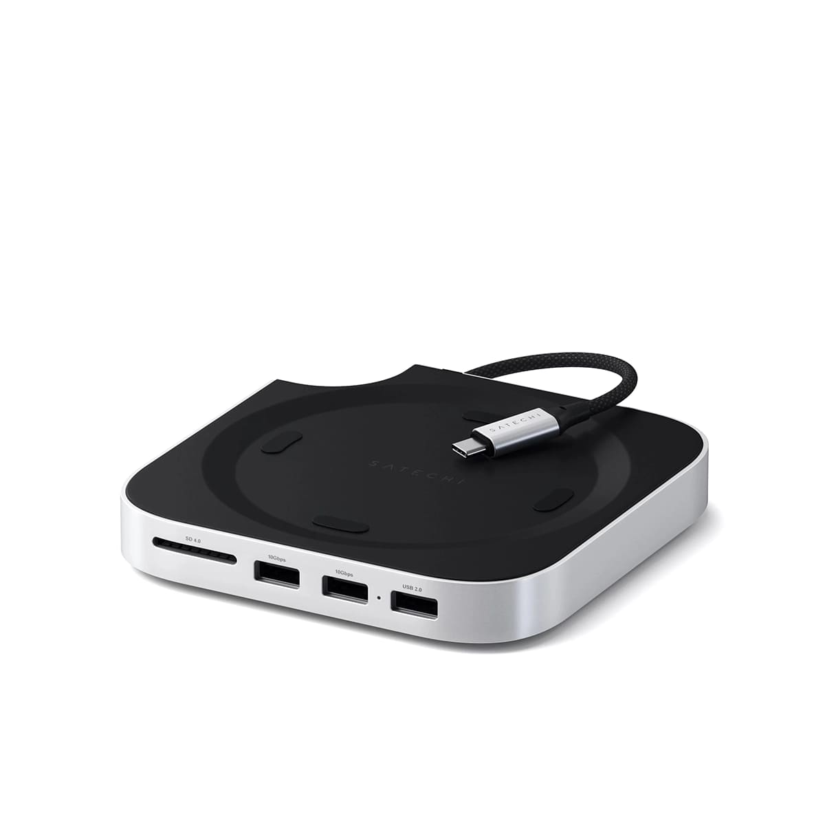 Satechi Mac Mini M4 Stand & Hub SSD Aluminiowa podstawka do Mac Mini z Hub USB-C host USB-C 3.2 gen. 2 / 2x USB-A 3.2 10Gpbs / USB-A 2.0 480Mbps / czytnik kart SD 4.0 UHS-II do 312 MB/s / kieszeń na dysk SSD NVMe) - Srebrna Satechi Mac Mini M4 Stand & Hub SSD Aluminiowa podstawka do Mac Mini z Hub USB-C host USB-C 3.2 gen. 2 / 2x USB-A 3.2 10Gpbs / USB-A 2.0 480Mbps / czytnik kart SD 4.0 UHS-II do 312 MB/s / kieszeń na dysk SSD NVMe) - Srebrna