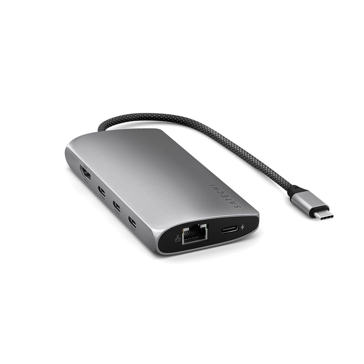 Satechi Multiport Adapter 8K USB-C (USB-C / HDMI / 3x USB 3.2 Gen 2 10Gbps / 1x USB 3.2 Gen 1 5Gbps / czytnik kart SD UHS-II / Ethernet port) - Gwiezdna szarość