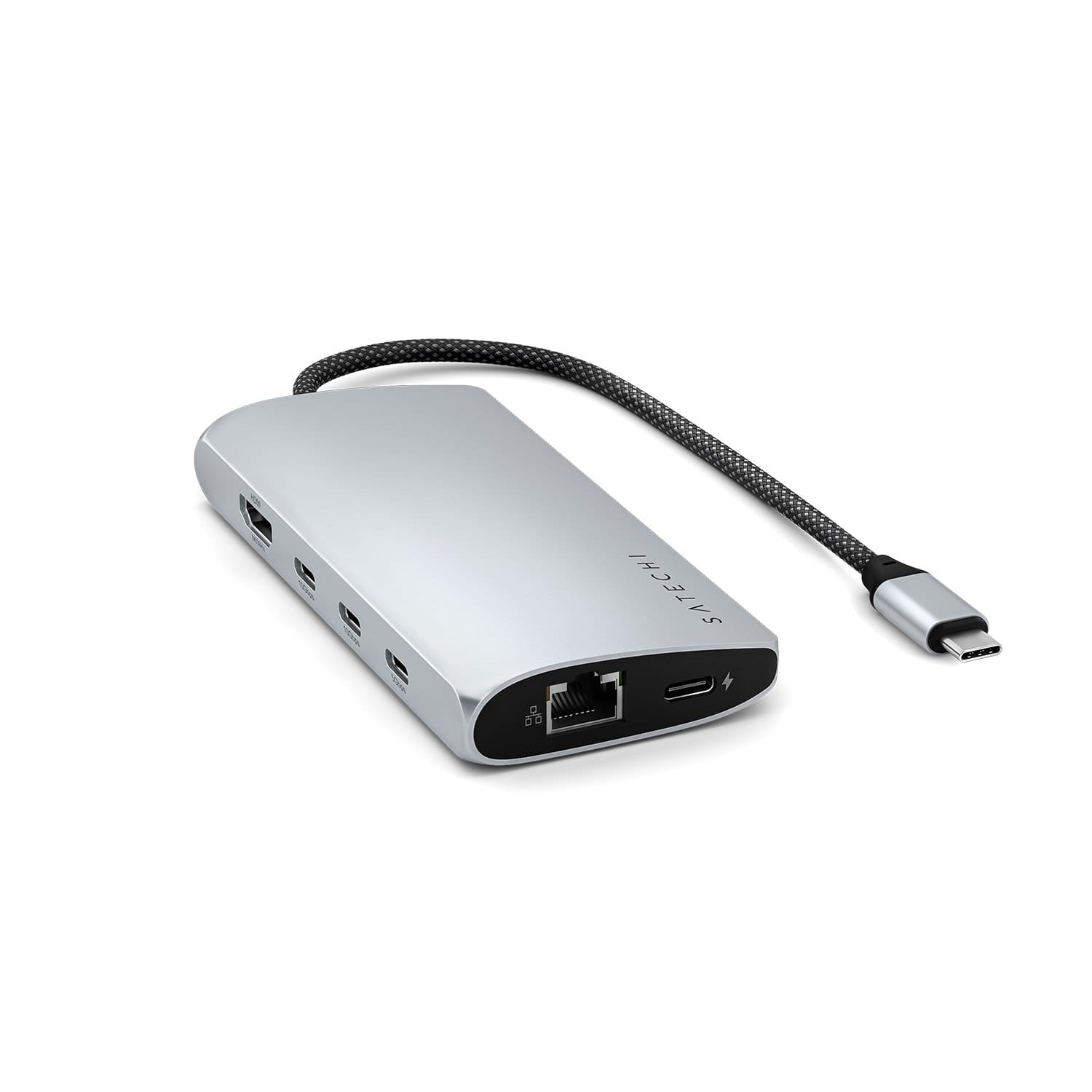 Satechi Multiport Adapter 8K USB-C (USB-C / HDMI / 3x USB 3.2 Gen 2 10Gbps / 1x USB 3.2 Gen 1 5Gbps / czytnik kart SD UHS-II / Ethernet port) - Srebrny