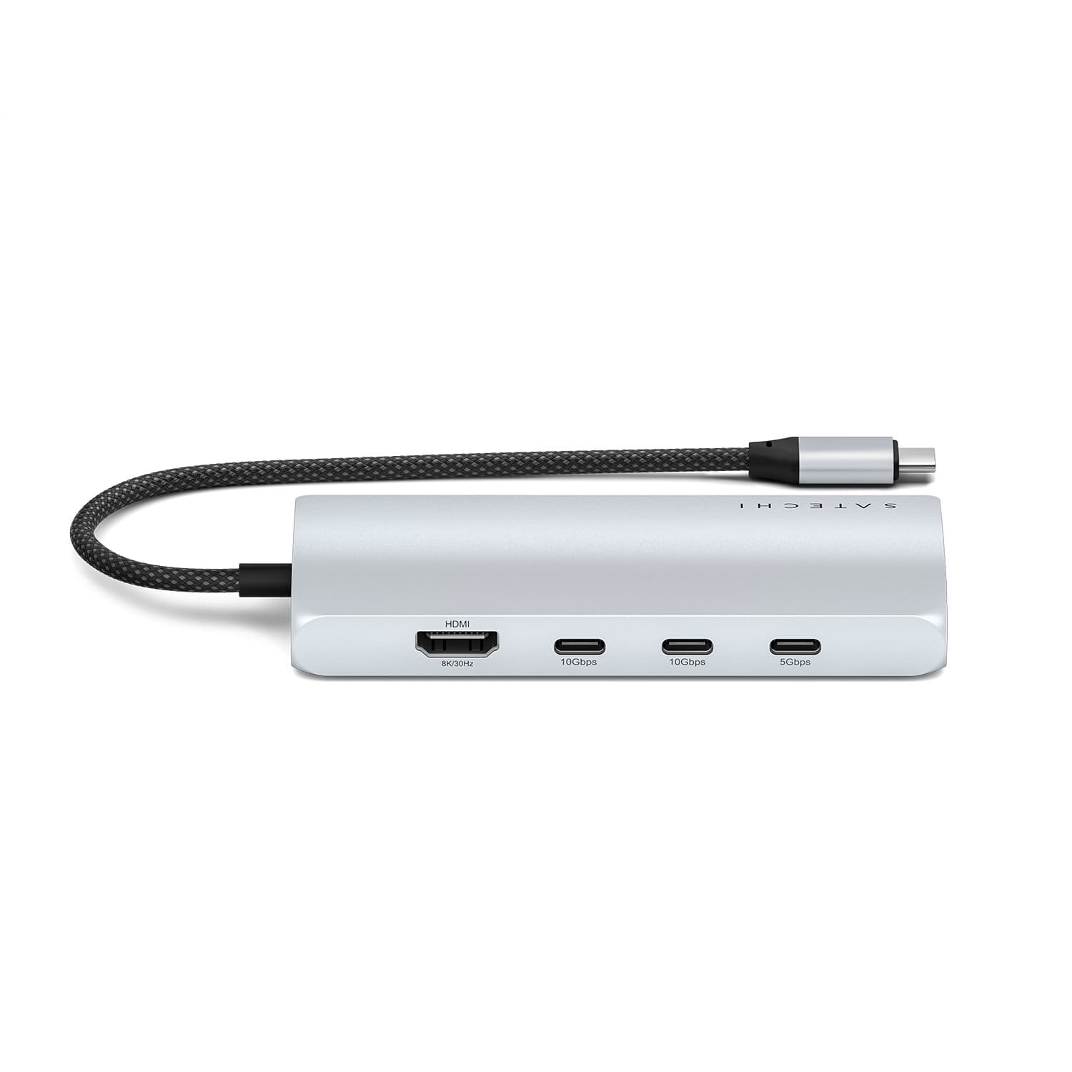 Satechi Multiport Adapter 8K USB-C (USB-C / HDMI / 3x USB 3.2 Gen 2 10Gbps / 1x USB 3.2 Gen 1 5Gbps / czytnik kart SD UHS-II / Ethernet port) - Srebrny