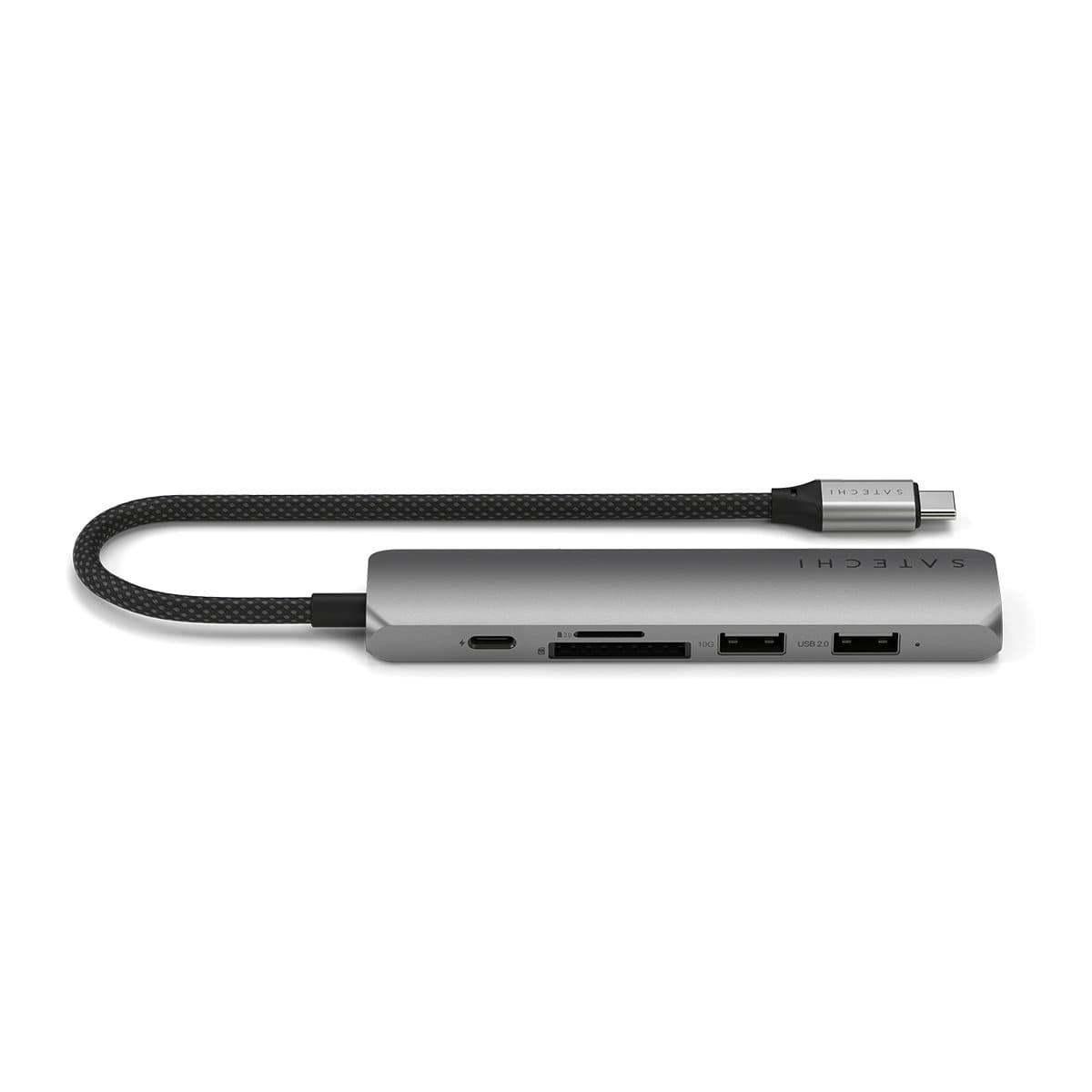 Satechi Slim Multiport Adapter Aluminiowy adapter do urządzeń mobilnych 6w1 USB-C / 2x USB-A / 4K HDMI / czytnik kart micro/SD - Gwiezdna szarość