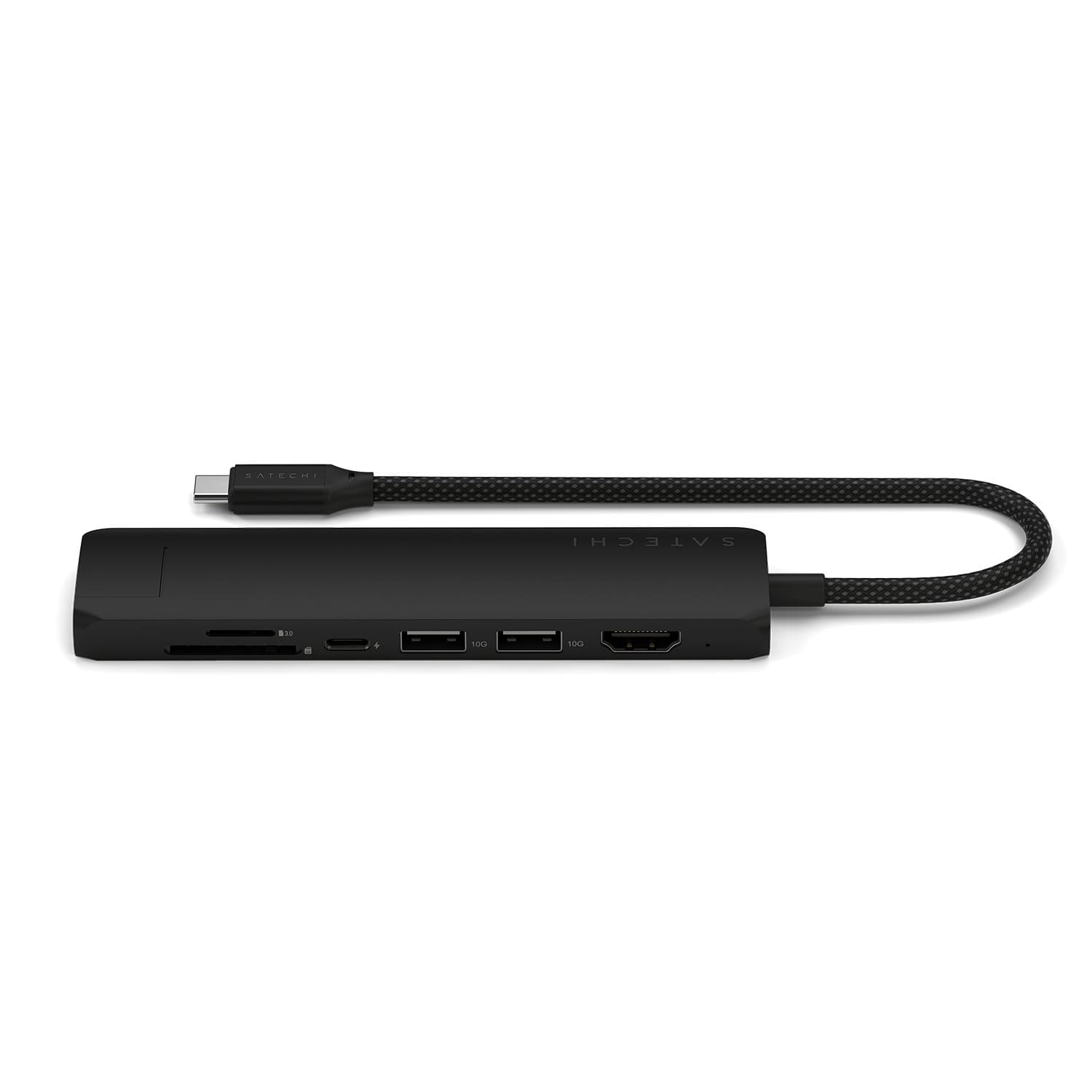Satechi Slim Multiport Adapter Aluminiowy adapter do urządzeń mobilnych 7w1 USB-C / 2x USB-A / 4K HDMI / Enthernet / czytnik kart micro/SD - Czarny