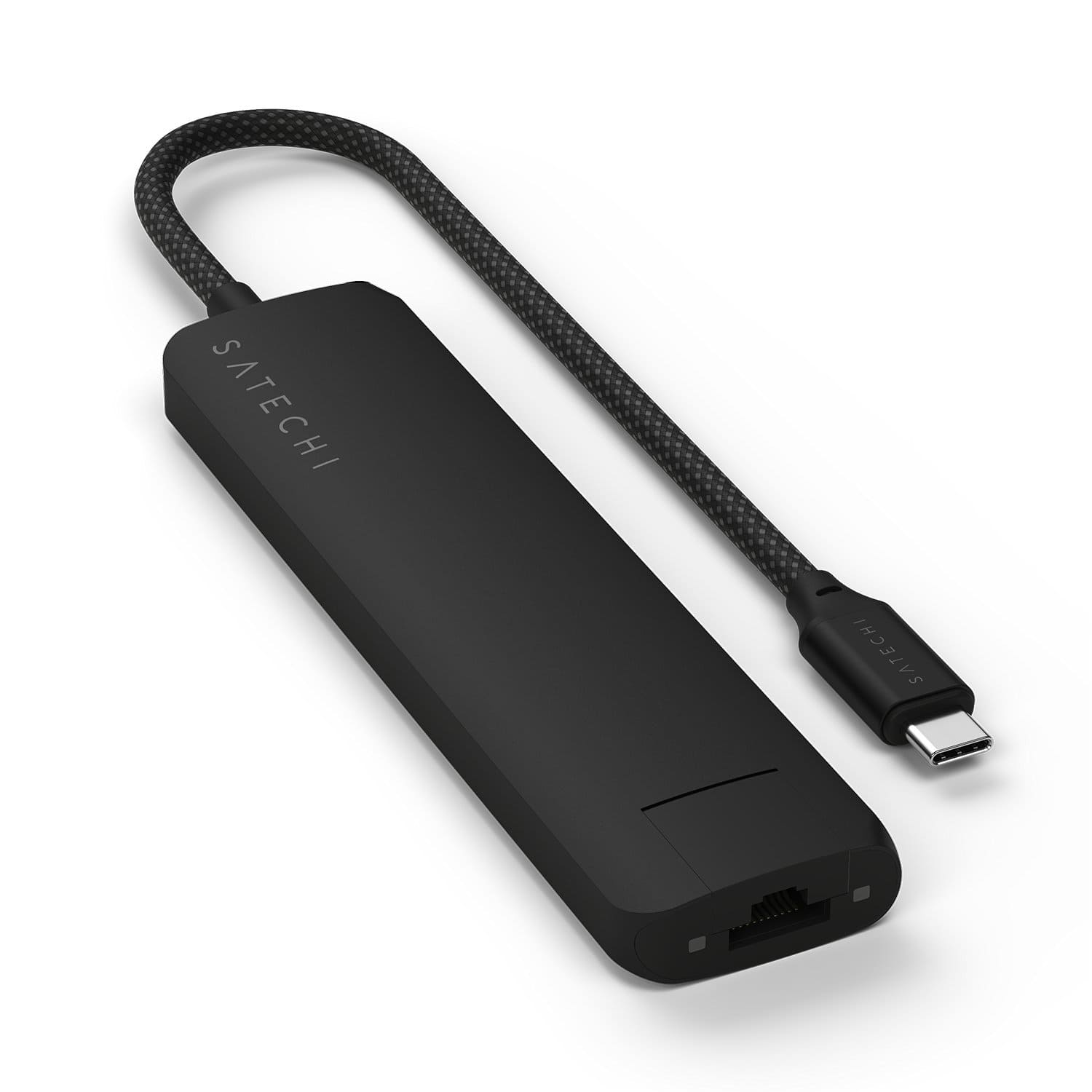Satechi Slim Multiport Adapter Aluminiowy adapter do urządzeń mobilnych 7w1 USB-C / 2x USB-A / 4K HDMI / Enthernet / czytnik kart micro/SD - Czarny
