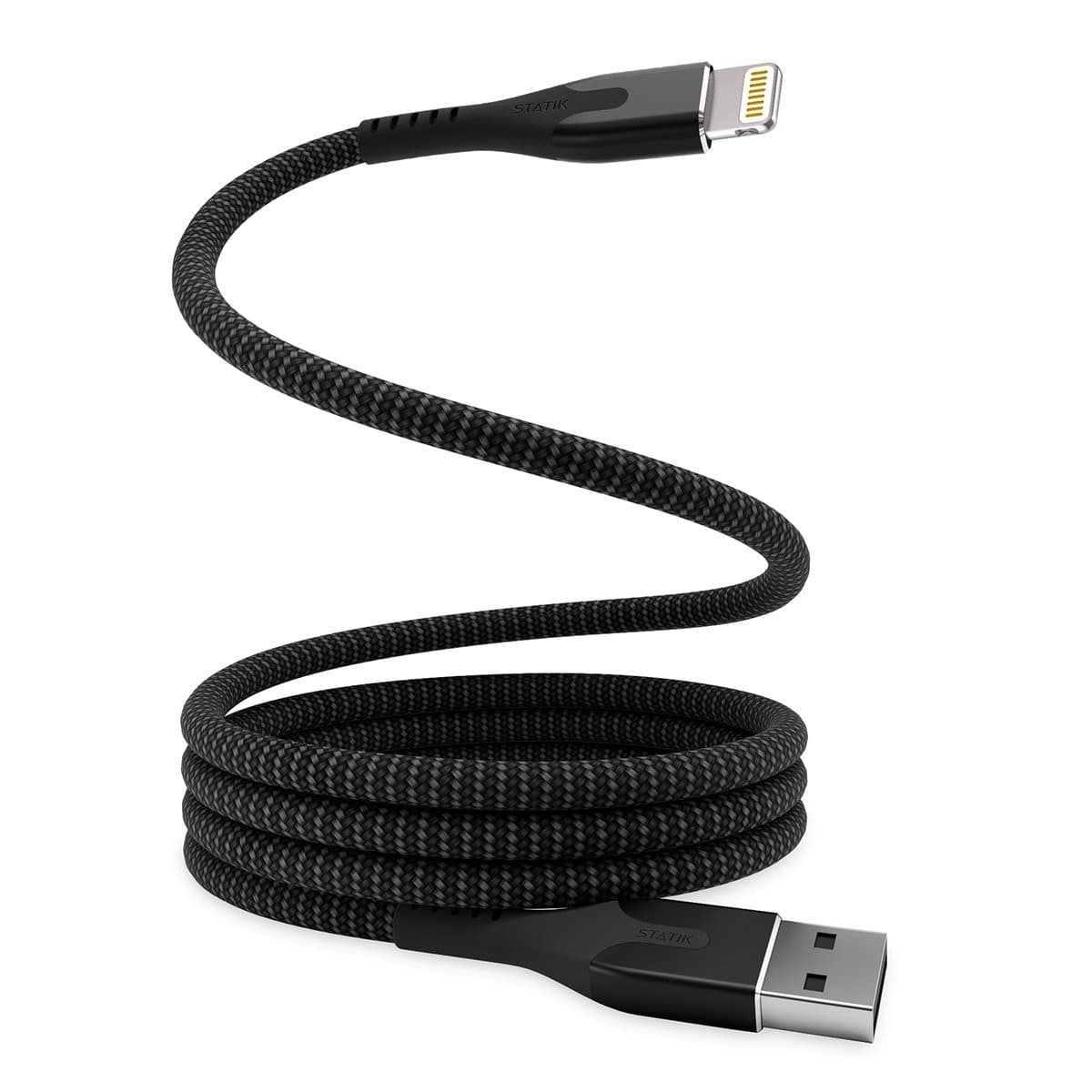 Statik MagStack Kabel USB-A na lightning w nylonowym oplocie zwijany magnetycznie 2m - Czarny