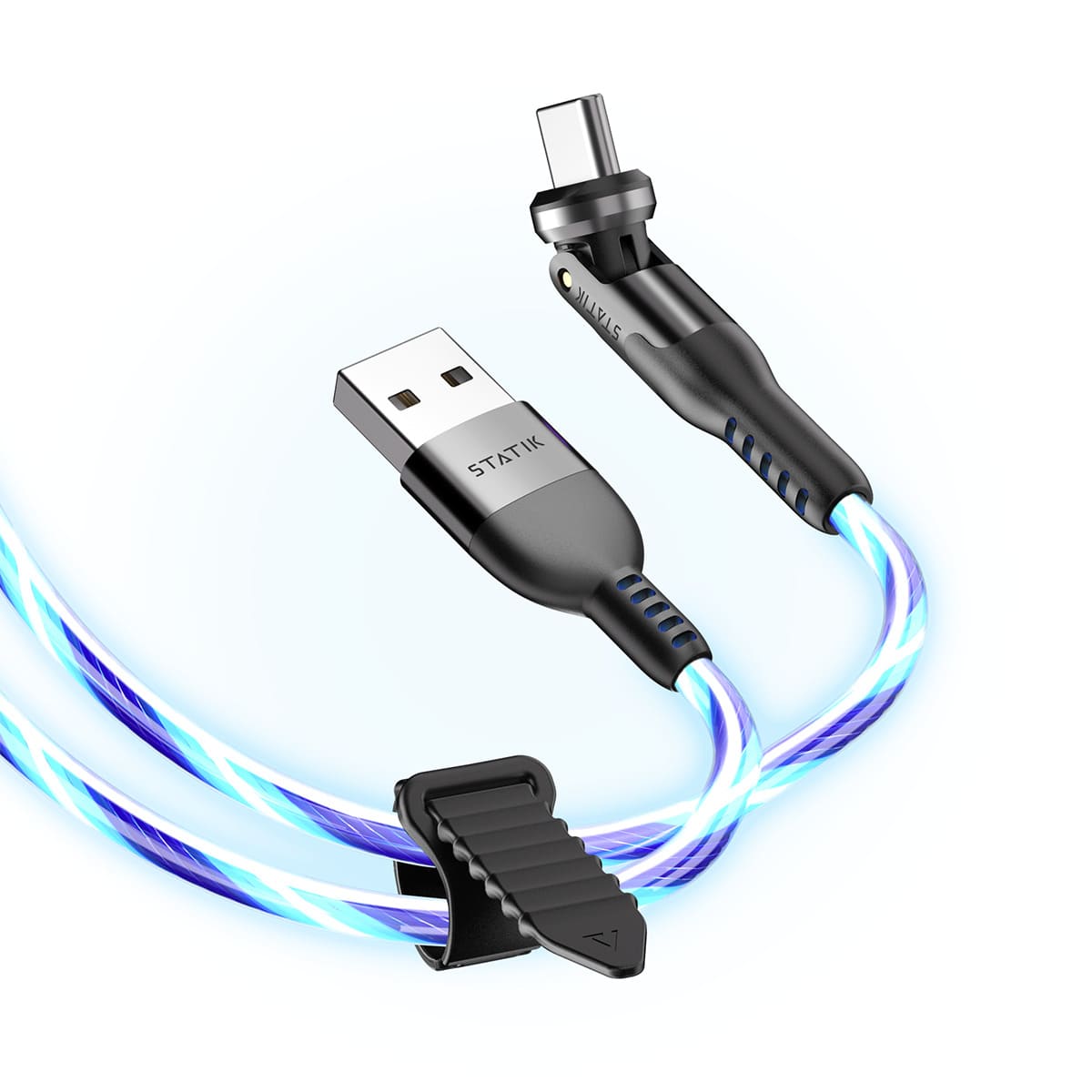Statik PowerPivot GloBright Pro Kabel USB-C na USB-C z podświetleniem LED 1m