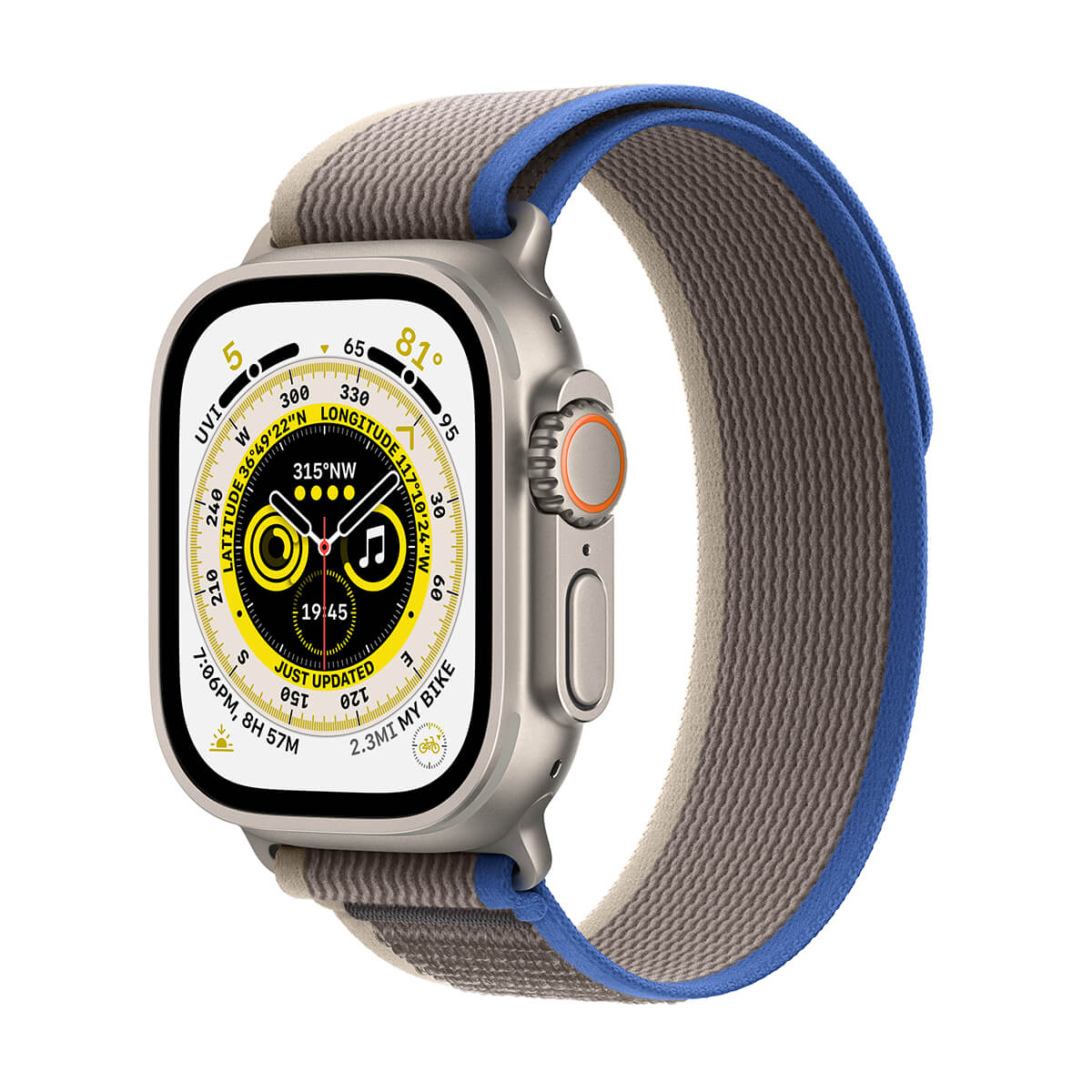 Apple Watch Ultra GPS Cellular Koperta 49mm z tytanu z Opaską Trail w kolorze niebieskim/szarym