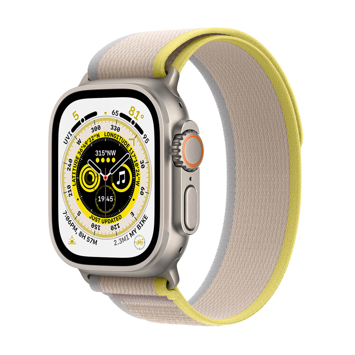 Apple Watch Ultra GPS Cellular Koperta 49mm z tytanu z Opaską Trail w kolorze żółtym/beżowym