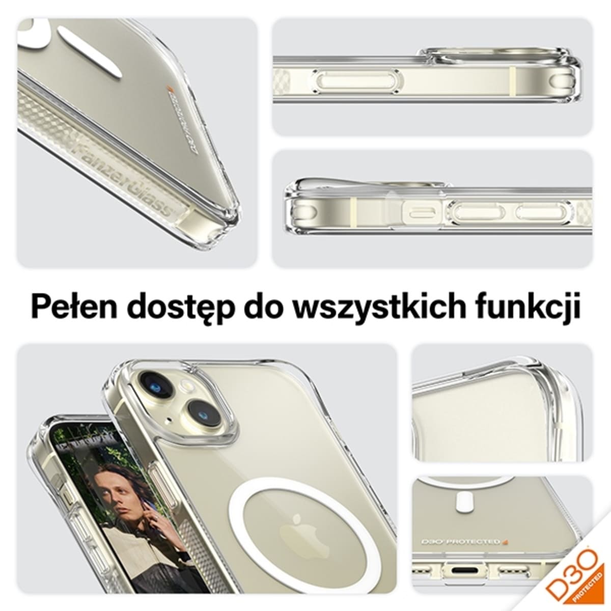 PanzerGlass HardCase D30 Etui do iPhone 15 Plus kompatybilne z MagSafe - Przezroczyste PanzerGlass HardCase D30 Etui do iPhone 15 Plus kompatybilne z MagSafe - Przezroczyste