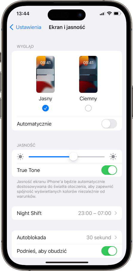 iPhone - tryb jasny i ciemny