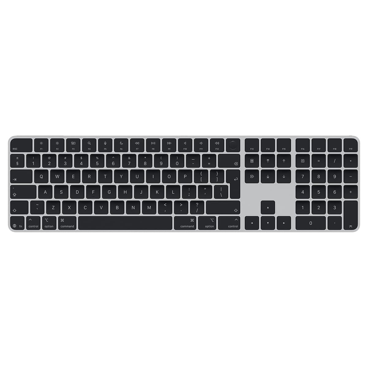 Apple Magic Keyboard Klawiatura z Touch ID i polem numerycznym w kolorze czarnym (USB-C) – układ ISO Angielski (międzynarodowy PL)