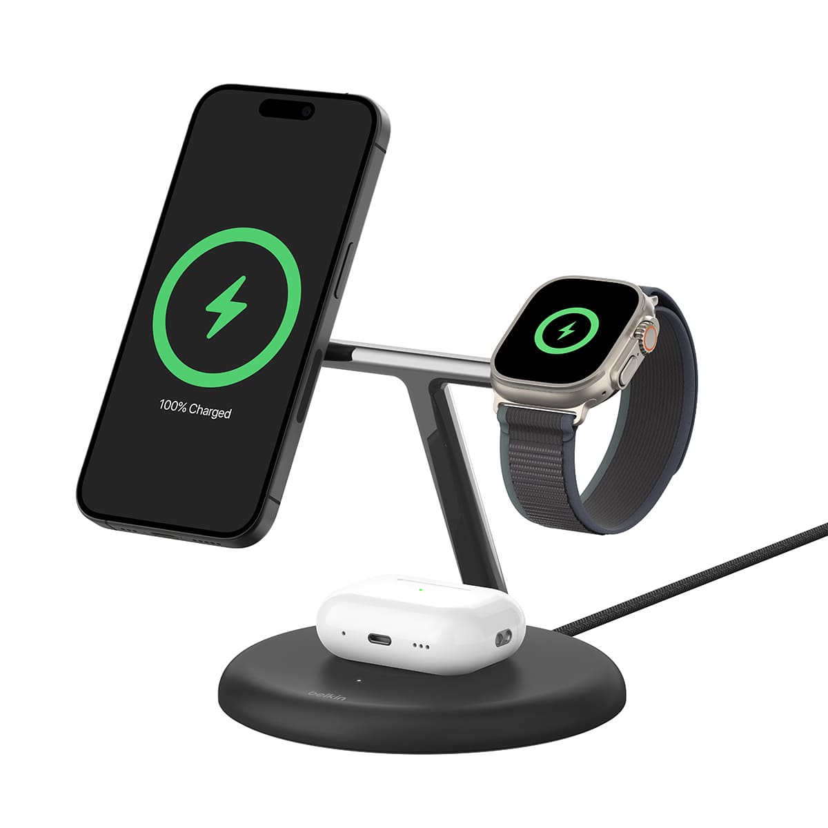 Belkin BoostCharge Pro Ładowarka bezprzewodowa 3in1 15W - Czarna Belkin BoostCharge Pro Ładowarka bezprzewodowa 3in1 15W - Czarna