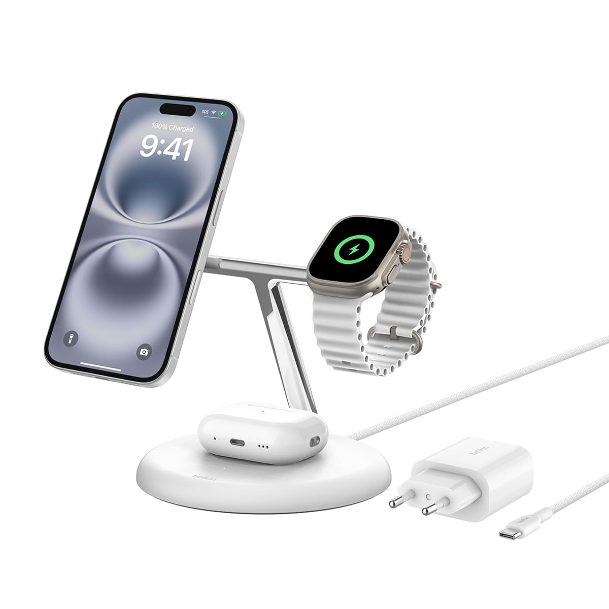 Belkin BoostCharge Pro Ładowarka bezprzewodowa 3in1 15W Belkin BoostCharge Pro Ładowarka bezprzewodowa 3in1 15W