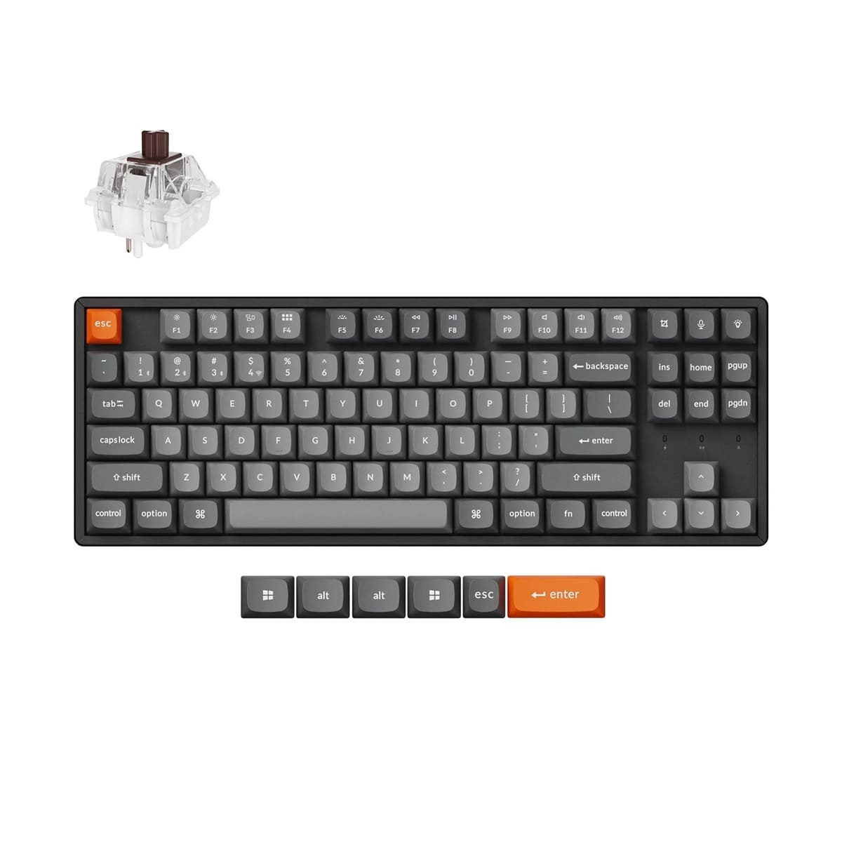 Keychron K8 MAX bezprzewodowa klawiatura mechaniczna z podświetleniem RGB Keychron Hot-Swap Super Brown Switch - Czarna (Black)