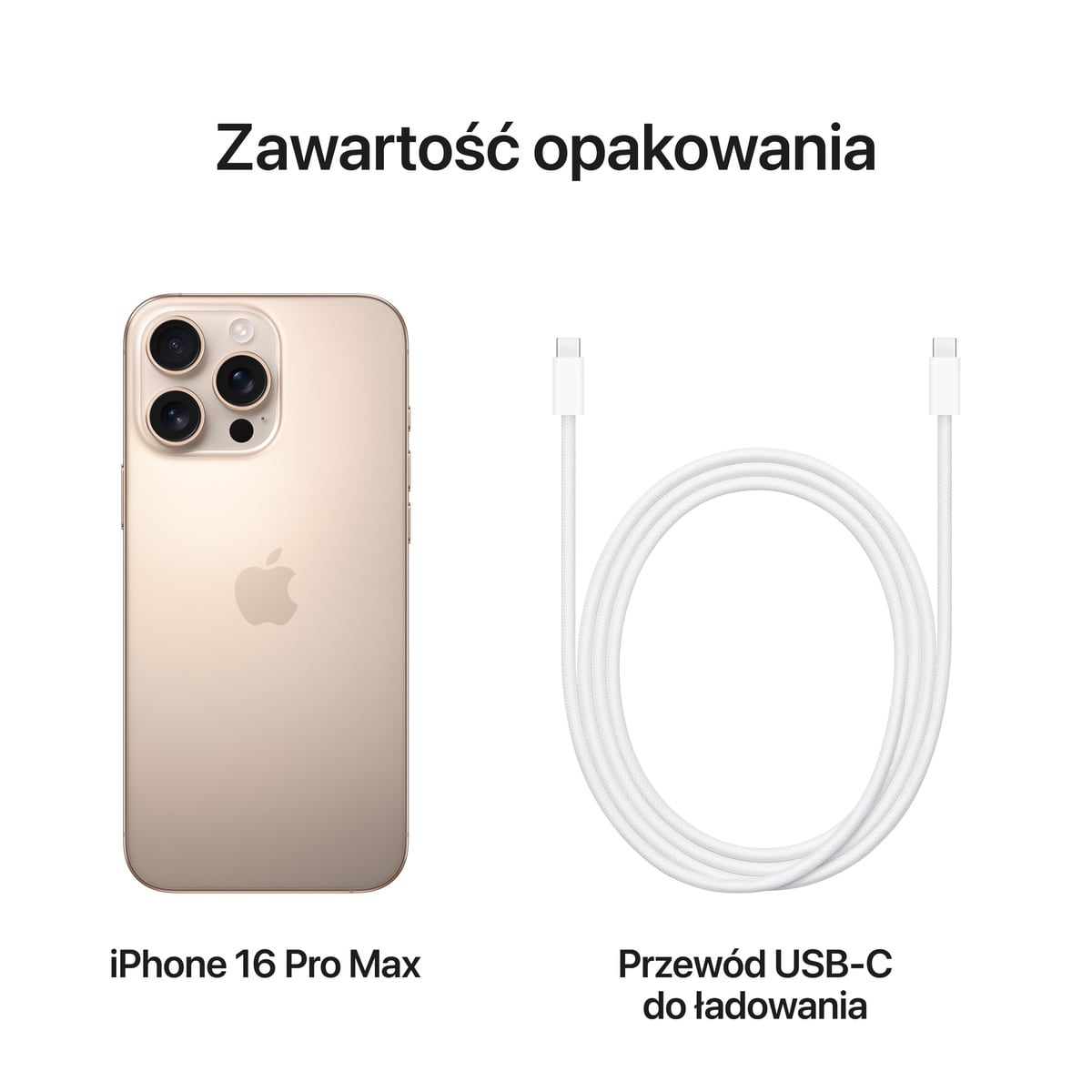 iPhone 16 Pro Max Pustynny tytan - zestaw